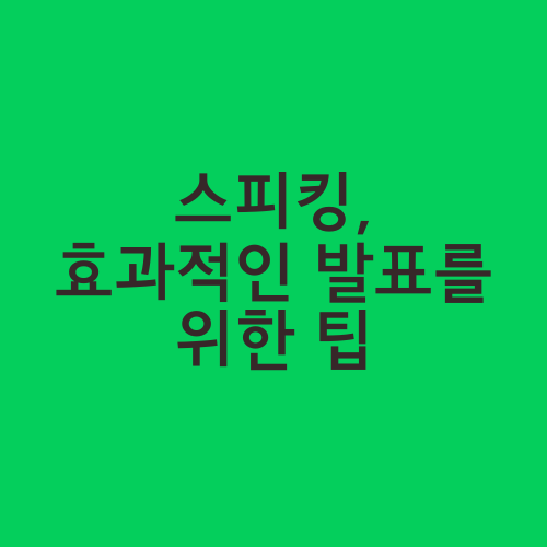 스피킹, 효과적인 발표를 위한 팁