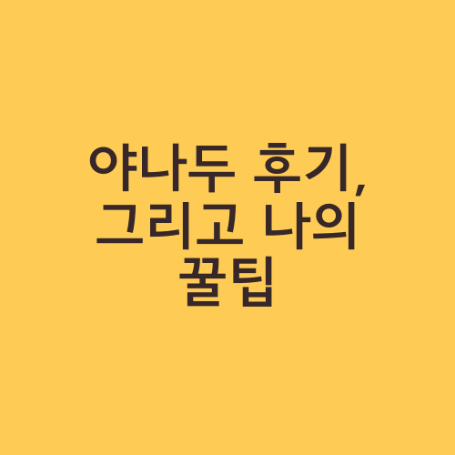 야나두 후기, 그리고 나의 꿀팁