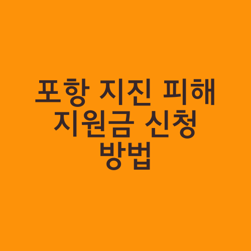 포항 지진 피해 지원금 신청 방법