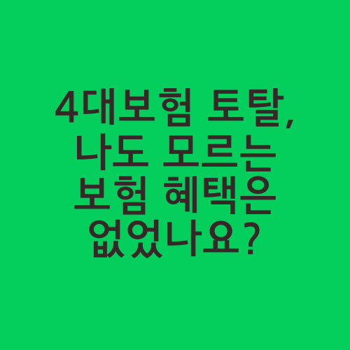 4대보험 토탈, 나도 모르는 보험 혜택은 없었나요?