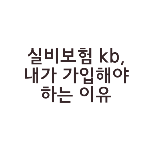 실비보험 kb, 내가 가입해야 하는 이유