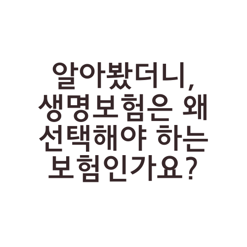 알아봤더니, 생명보험은 왜 선택해야 하는 보험인가요?