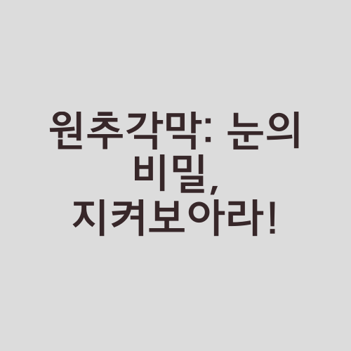 원추각막: 눈의 비밀, 지켜보아라!